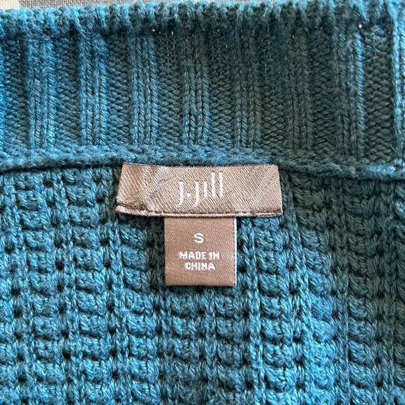 J Jill teal 3/4 sleeve v-neck sweater szS - Picture 9 of 11